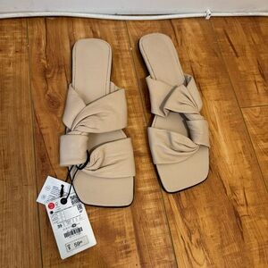 Zara square toe slide sandals